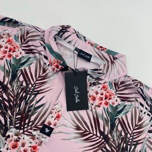 Bad Birdie Shirt Mens Extra Large Pink Cabana Floral Tropical Resort XL NEW